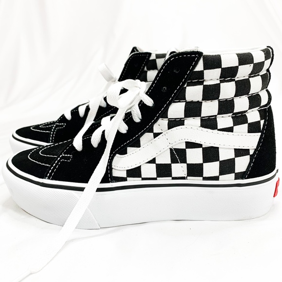 platform checkered high top vans